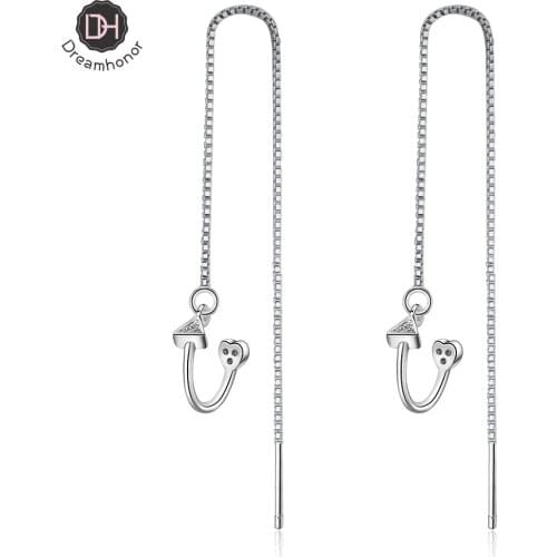 Dreamhonor 925 Sterling Silver Earrings Womens Korean Fashion Style Long Tassel Earrings Jewelry Party Gift
