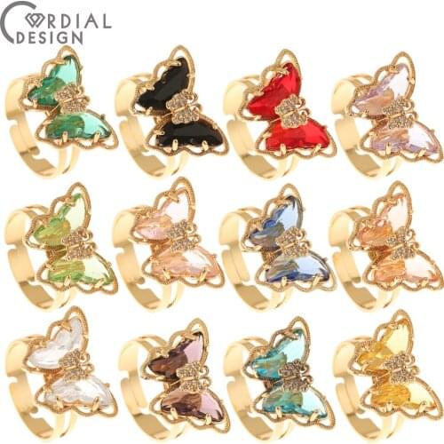 Cordial Design 2Pcs CZ Rhinestone Ring/Fashion Ring Jewelry/Genuine Gold Plating/Hand Made/Cooper/Butterfly Rings/Ring For Women