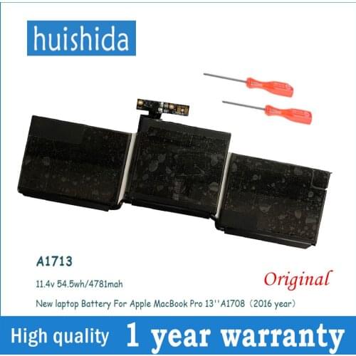 11.4V 54.5wh A1713 New original Laptop battery for Apple MacBook Pro 13 "A1708(2016 year) MLL42CH/A MLUQ2CH /A series