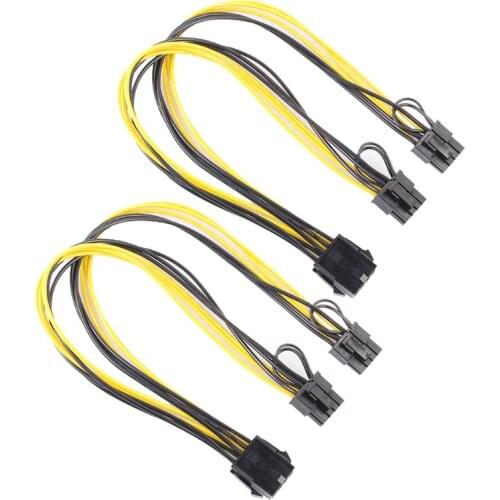 2pcs GPU PCIe 8Pin to Graphics Video Card Double PCI-E PCIe 8Pin(6Pin+2Pin) Power Supply 18AWG Wire Splitter Cable for mining
