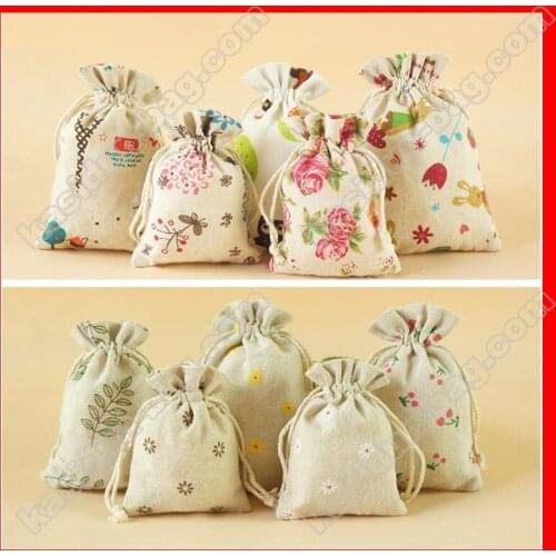 200pcs/lot) Wholesale cotton linen drawstring jute bag
