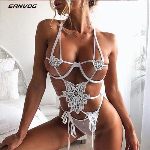 2021 Ladies Hot Sexy Lingerie Halter Lace Sexy Costumes Women Sexy Underwear G-string Erotic Lingerie Porno Costumes