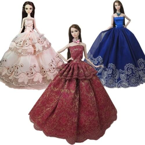 3pcs/lot Random Fashion Doll Clothes For Barbie Doll Princess Wedding Dress For Barbie Doll Noble Party Gown Outfits 1/6 Kid Toy