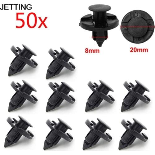 50Pcs Black Car Fastener fit 8mm Dia Hole Push Retainer Rivets Clips for Toyota Automobile Door Bumper Fender Cover Trim Clip