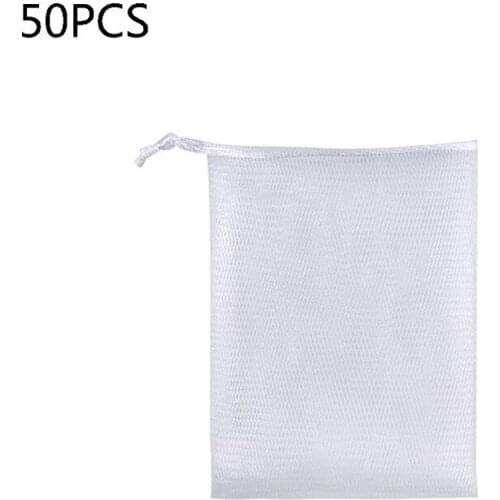 50Pcs Double Layer Exfoliating Mesh Soap Saver Pouch Bubble Foam Net Handmade Soap Mesh Bag Body Facial Cleaning Tool K0AB