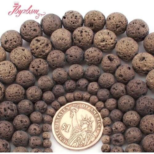 6,8,10mm Round Sponge Beads Dark Gary Volcanic Lava Rock Spacer Beads for DIY Accessorie Necklace Bracelet Jewelry Making 15"