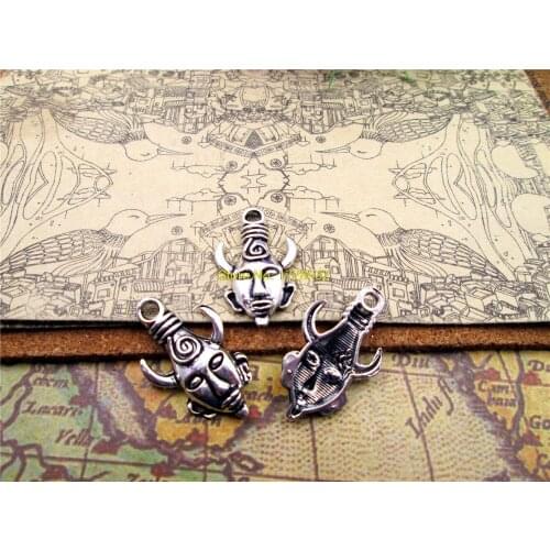 60pcs-- 19*32MM Antique Silver Mysterious horn man mask Supernatural Dean one side Charms Pendant Jewelry Findings