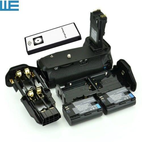 BG-E14 Battery Grip + IR Remote + LP-E6 Battery Holder+ AA Battery Holder + 2X LP-E6 Batteries for Canon 70D 80D 90D camera