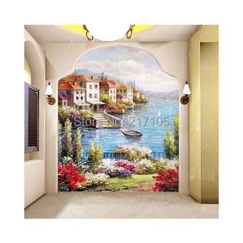 Free shipping large murals Porch corridor wall paper TV wall st. Thomas in the Mediterranean Sea