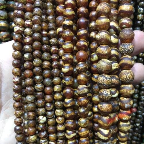 Free Shipping Natural Stone China Tibetan Dzi Green Carnelian Waved Beads 4 6 8 10 12MM Pick Size For Jewelry Making DIY