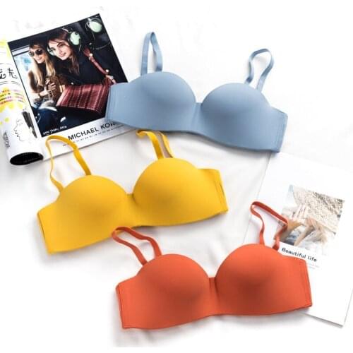 New Solid Wire Bra Sexy Crop Top Gathered Fashion Seamless Bras Push Up Underwear Women Brassiere Female Lingerie Sleep 2021