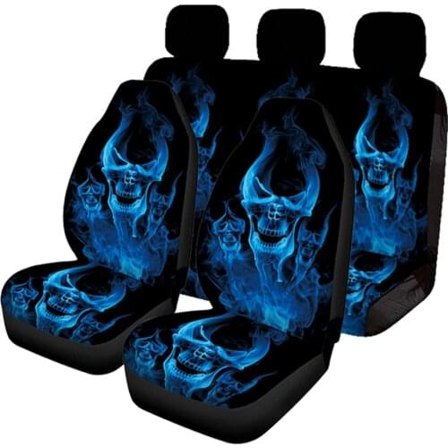Soft Flexible Car Seat Covers Full Set with Sugar Skull Skeleton Pattern Cool Seat Protector Cushion Covers for Most Vehicle Car