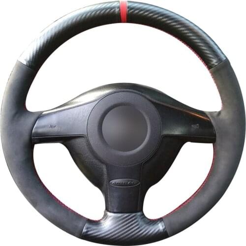 Carbon Fiber Leather Black Suede Steering Wheel Cover for Volkswagen VW Golf 4 Passat B5 1996-2003 Polo 1999-2002
