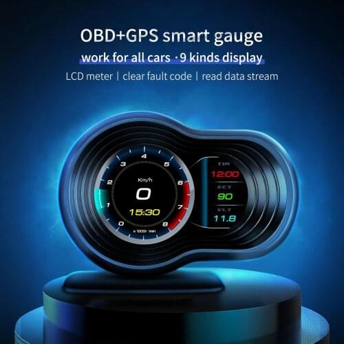 Head up Display Car Hud Display Car Universal Dual System Engine RPM Mileage Measurement Voltage for All Vehicles Speedometer