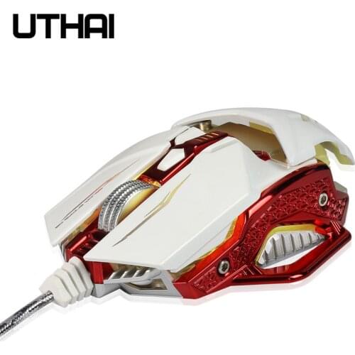 UTHAI DB53 Backlight gaming mouse adjustable 4000DPI 8-key macro program design retractable mouse gaming mouse