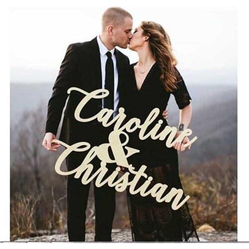 Custom Bride and Groom Wooden Sign Photo Props Sign Bridal Shower Party Decorations Personalized Wedding Gift Wood Name Sign