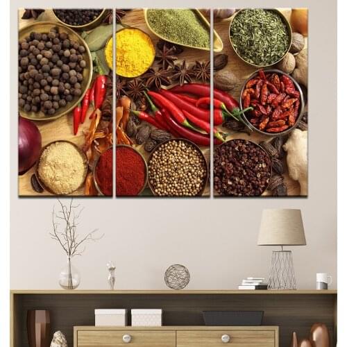 Canvas Painting Various seasonings 3 Pieces Wall Art Painting Modular Wallpapers Poster Print for living room Home Decor