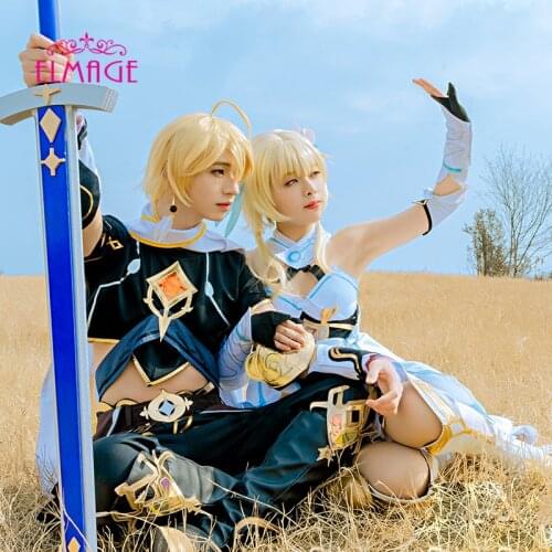 Genshin Impact Traveler Lumine Cosplay Costume Original Version Uniform Halloween Women Costumes Full Set for Traveler Aether