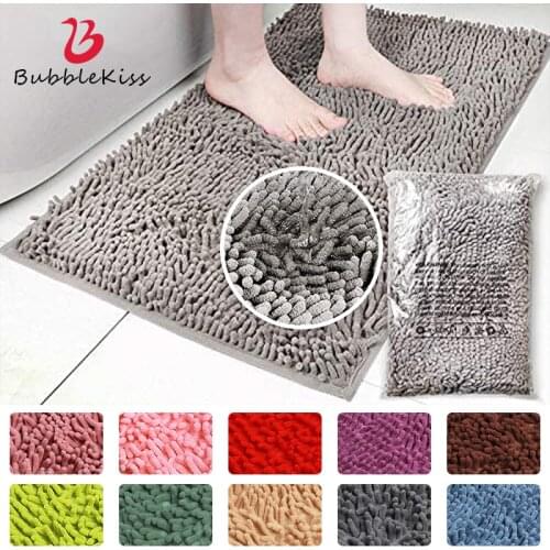 Bubble Kiss Thick Microfiber Chenille Bath Mat Water Absorption Anti Slip Bathroom Rug Carpet for Living Room Floor Mat for Kids