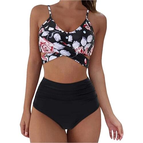 2021 Hot Sale Bathing Suit Women Floral Print Bikini Set Push Up Bathing Swimwear High waist Swimsuit купальники женские 2021