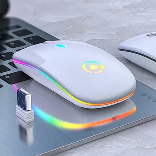 A2 Slim 2.4GHz Wireless Mouse Silent USB Mice Rechargeable RGB For PC Laptop Gaming Office Supplies
