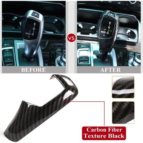 1PC ABS Carbon Fiber Style Car Gear Shift Cover Sticker Fit For BMW E60 E70 X5 X6 Shift Knob Shift Cover Car Accessories