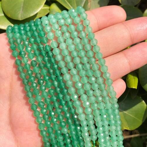 Natural Faceted Green Aventurine Stone Beads Loose Beads For Jewelry Making DIY Bracelets Necklace 15'' Strands 2mm 3mm 4mm