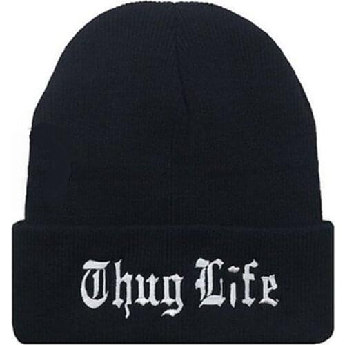 New 2020 Winter Beanie THUG LIFE BEANIE Caps For Women/Men Beanie Knitted Hats Hip hop Fashion Black Skullies High quality