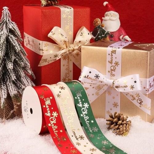 Christmas Ribbon Printed Grosgrain Ribbons for Gift Wrapping Wedding Decoration Xmas Hair Bows DIY 2021 Navidad 2022 New Year