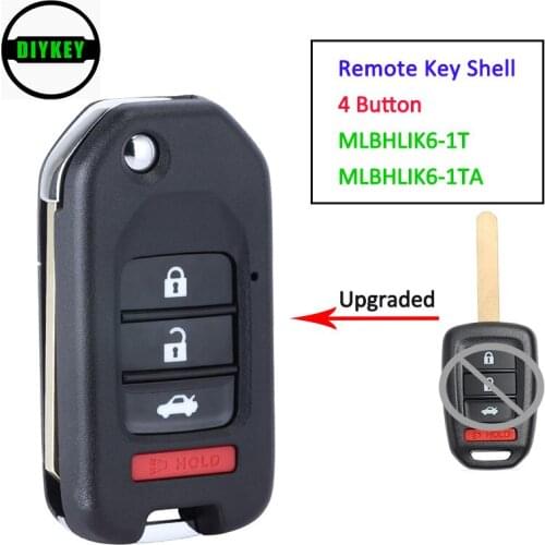 DIYKEY Upgraded Remote Shell Case Replacement 4 Button for Honda Accord Civic HR-V 2013-2020 MLBHLIK6-1T / MLBHLIK6-1TA