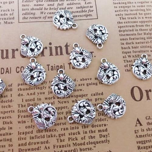 Wholesale 24pcs Charms Fish 16x15mm Tibetan Silver Plated Pendants Antique Jewelry Making DIY Handmade Craft