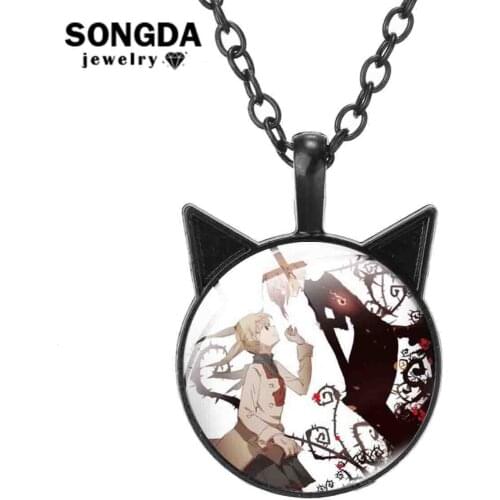 SONGDA Anime Soul Eater Necklace Students Vintage Glass Cabochon Pendant Necklaces Souvenirs For Men Christmas Accessories