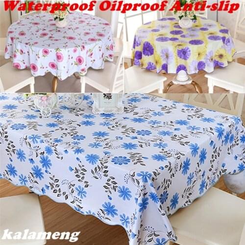 Wipe Clean Round PVC Vinyl Tablecloth Dining Kitchen Table Cover Protector OILCLOTH VINYL FABRIC CR-985