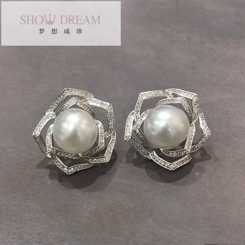 SHOWDREAM Trendy Pearl Luxury S925 Zircon Australian White Pearl Earring For Women Fashion Classic Wedding Party Jewelry Gifts