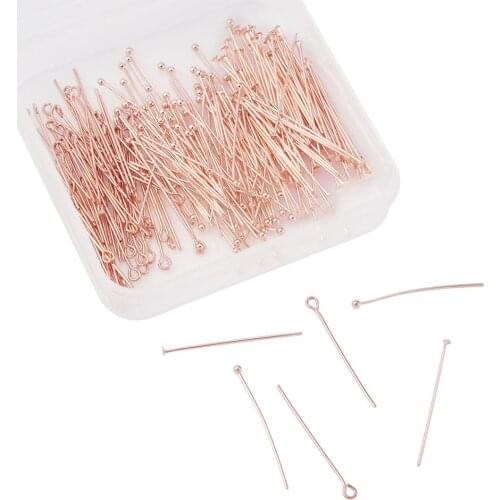 300pcs/Set Rose Gold Brass Ball Head Pins Eye Pins Flat Head Pins Findings for Beading Crafts Necklace Earrings Jewelry Making