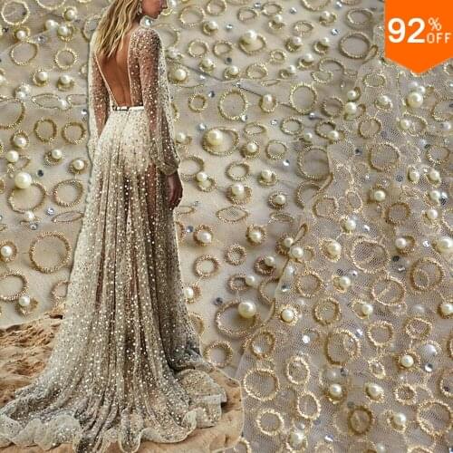 3d fabric sequin lace bazin brode wedding Party tissu renda bazin riche getzner Beads stones pearls guipure african lace fabric