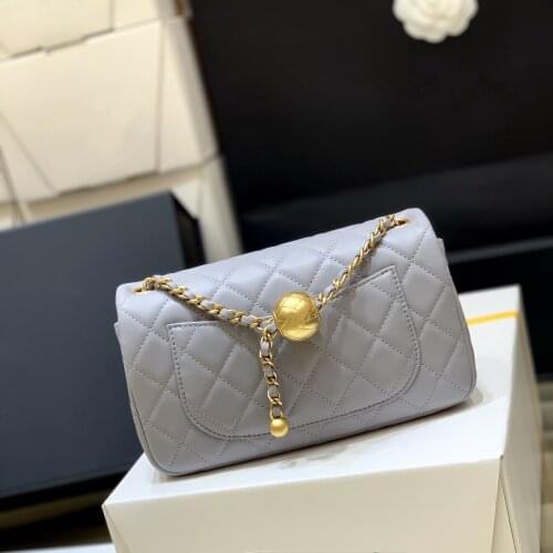 Super quality Lambskin Brand designer Ladies diagonal bag Big golden bead bag Chain bag Quality Assurance Free shipping