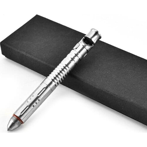 H987 Outdoor stainless steel whistle Tungsten steel defensive handwriting survival of the key pen broken window pen EDC