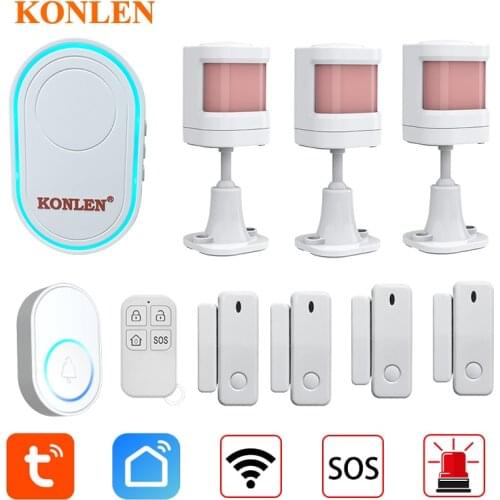 Tuya Smart Mini WIFI Alarm Systems Security Home House Wireless Smart Life With Doorbell PIR Motion Door Sensor Smoke Detector