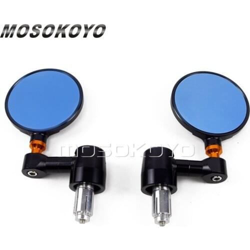 Universal Motorcycle 7/8" 22mm Handle Bar End Rearview Mirrors Back Side Convex Mirrors For Suzuki Honda Cafe Racer Chopper