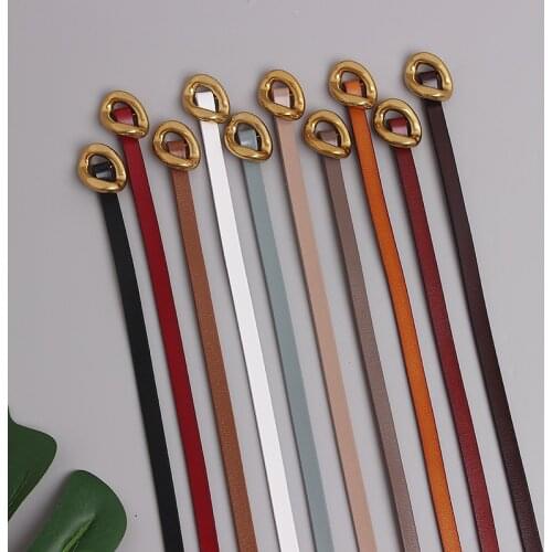 Vintage metal buckle cowhide binding with small waist belt dress skirt versatile leisure belt