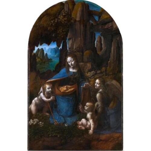 High quality Oil painting Canvas Reproductions The Virgin of the Rocks by Leonardo Da Vinci Painting hand painted
