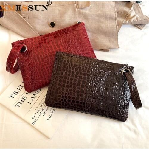 XMESSUN New Women Crocodile Pattern Envelope Bag Fashion Design Party Clutch Purse High Quality Retro Travel Wallet INS K111