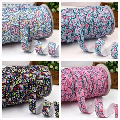 YJHSMY E-17710-159,16 mm flower print printing elasticity Ribbon,10 yards DIY handmade hair accessories material