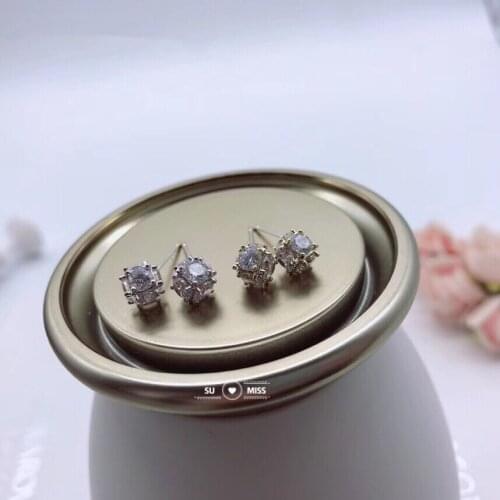 Free Shipping Fashion Crystal Ball AAA CZ Stud Gold/Silver Earrings High Quality Earrings For Woman Party Wedding Jewelry