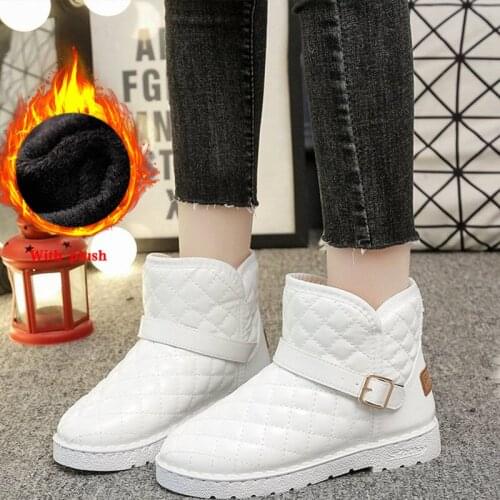 Winter Women Snow Boots Warm Shoes Ladies PU Casual Ankle Botas Mujer Waterproof Short Plush Slip On Falt Snow Boots Comfortable