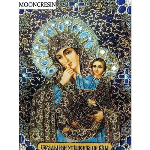 5D Diy Diamond Painting Crystal Mosaic Religious Virgin and Child Diamond Embroidery Cross Stitch Full Square Decoration Home