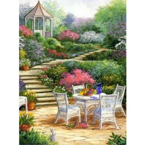 5D DIY Landscape Painting Diamond Painting Square/Round Diamond Garden Scenery Picture Cross Stitch Decoration Artwork WG2943