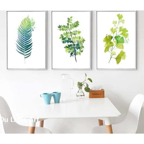 No frame pastoral green leaf ginkgo biloba landscape canvas printings oil painting printed on canvas wall art decoration picture