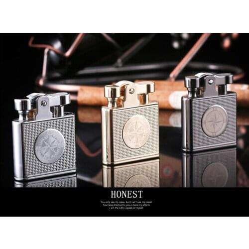 HONEST metal retro copper cigarette trench kerosene lighter mens smoking tools with original box